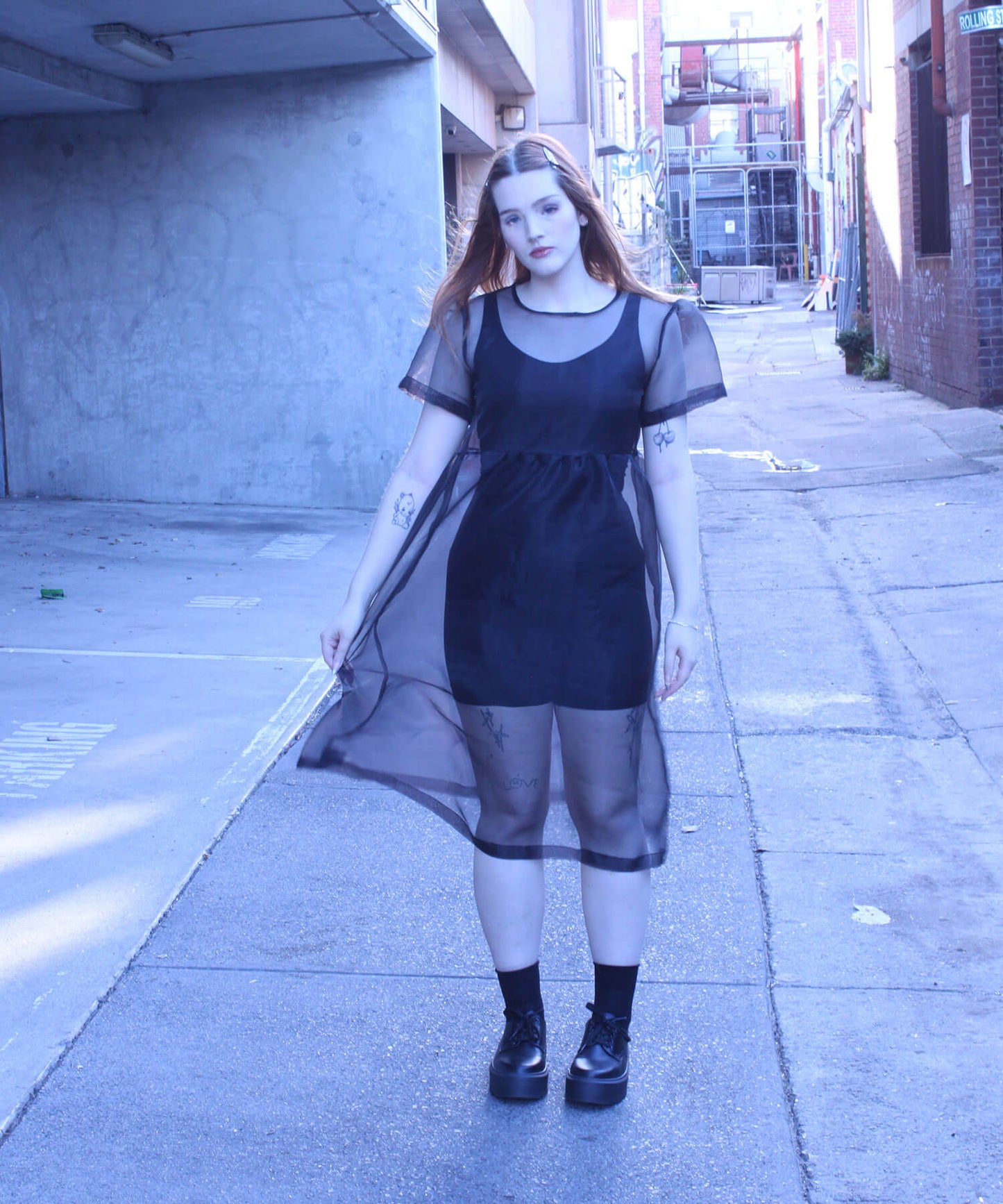 Birdie dress in black organza