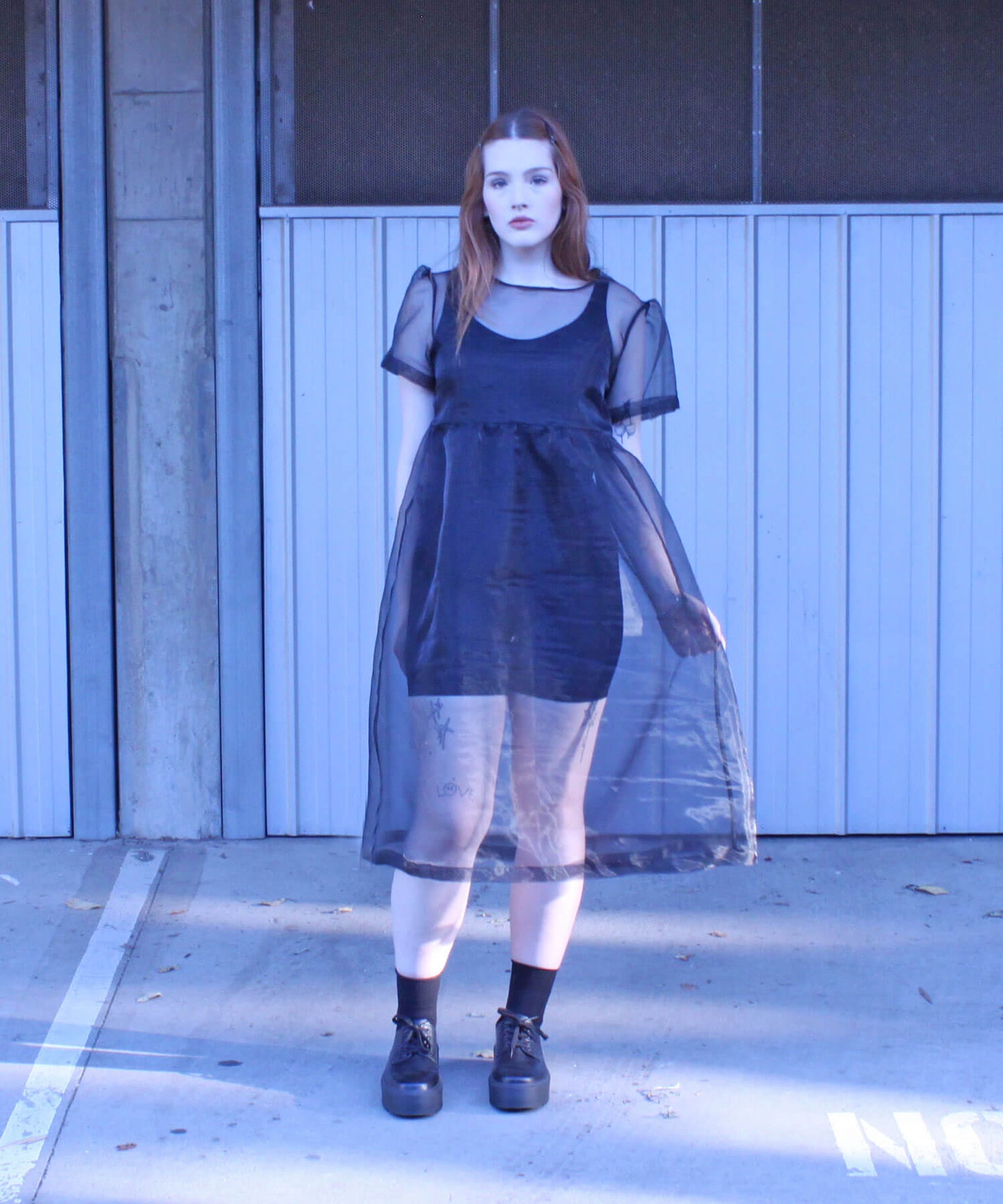 Birdie dress in black organza