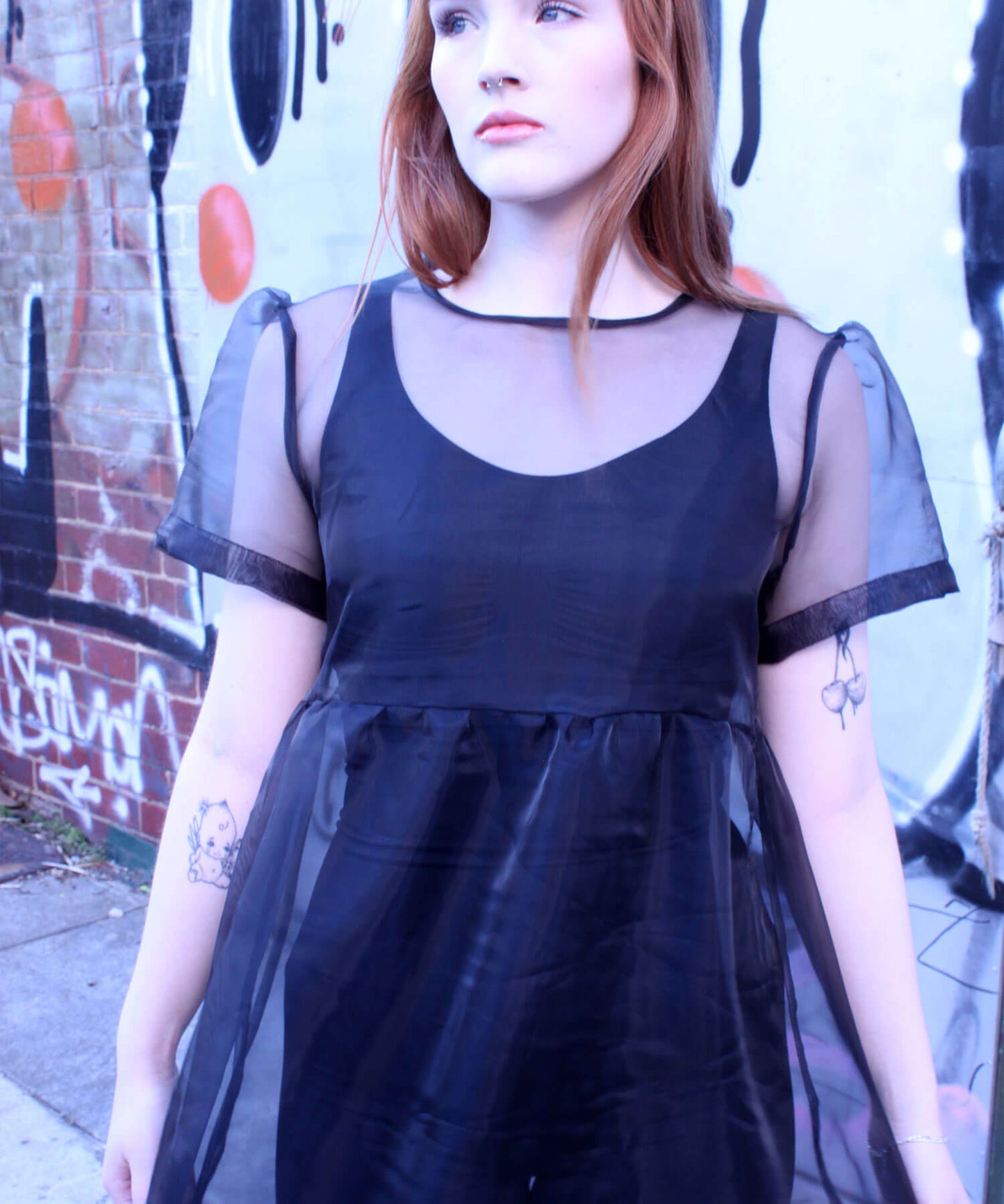 Birdie dress in black organza