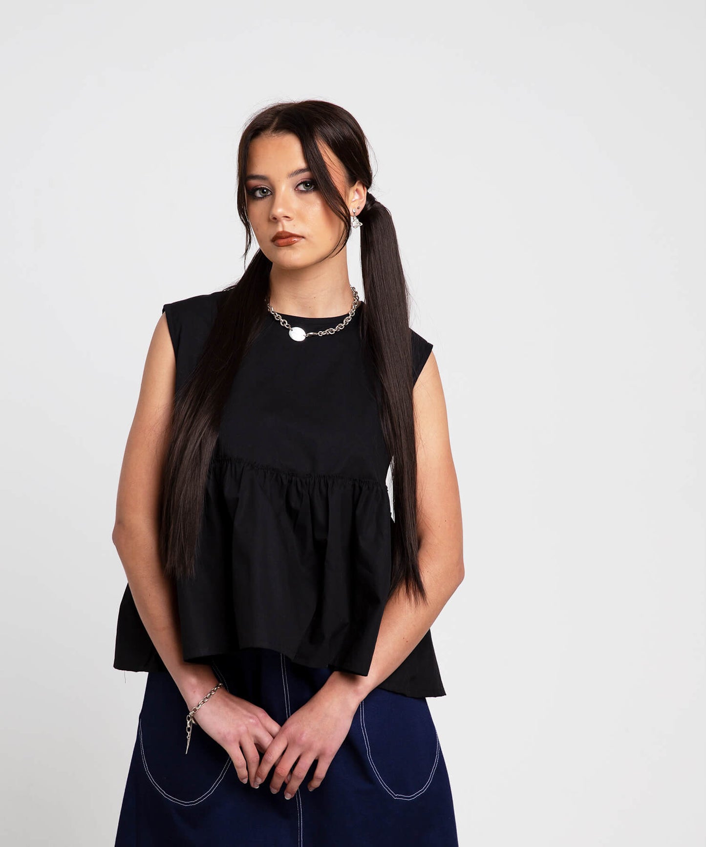 Birdie Top - black poplin