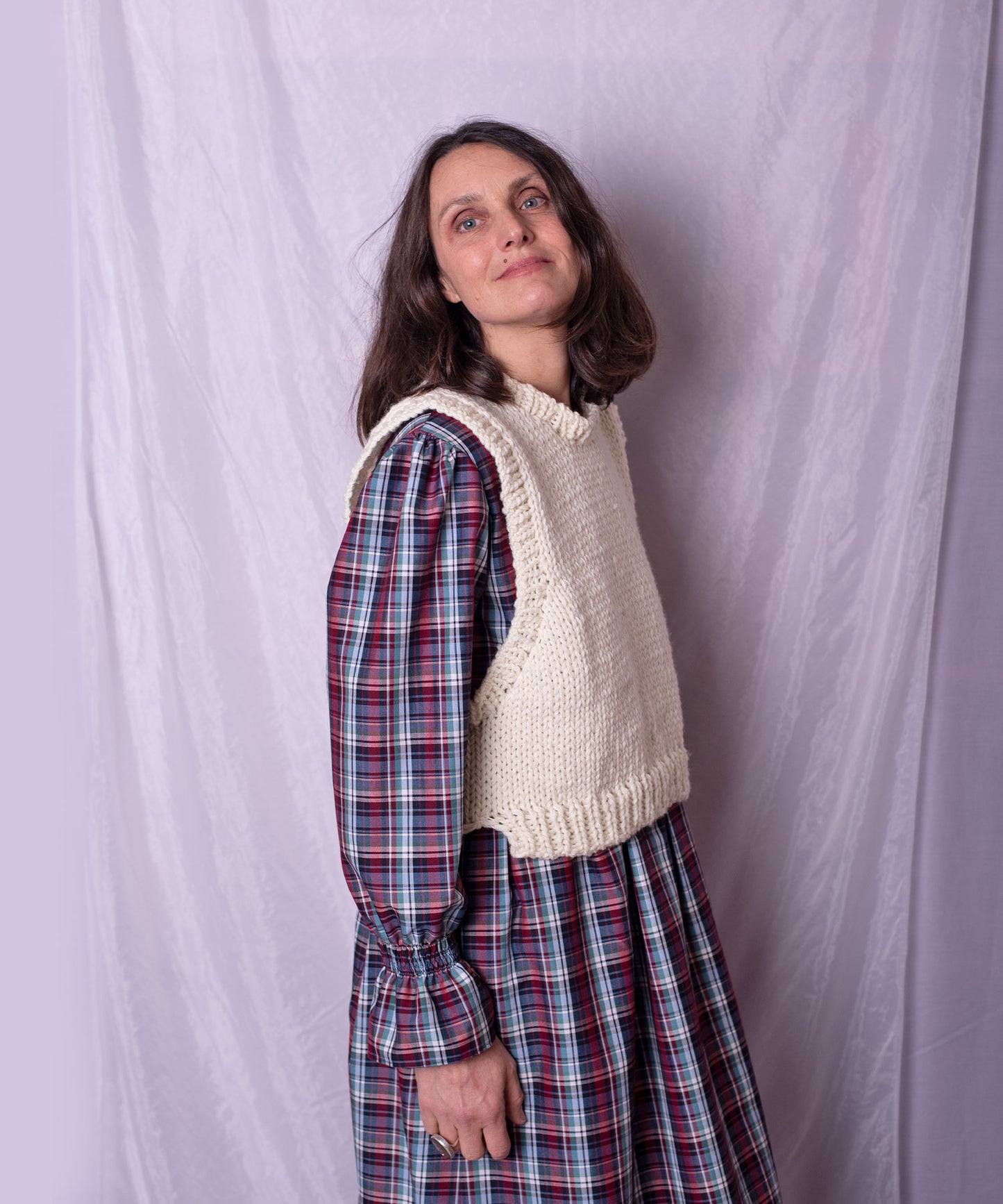 Chunky Knit Vest - cream