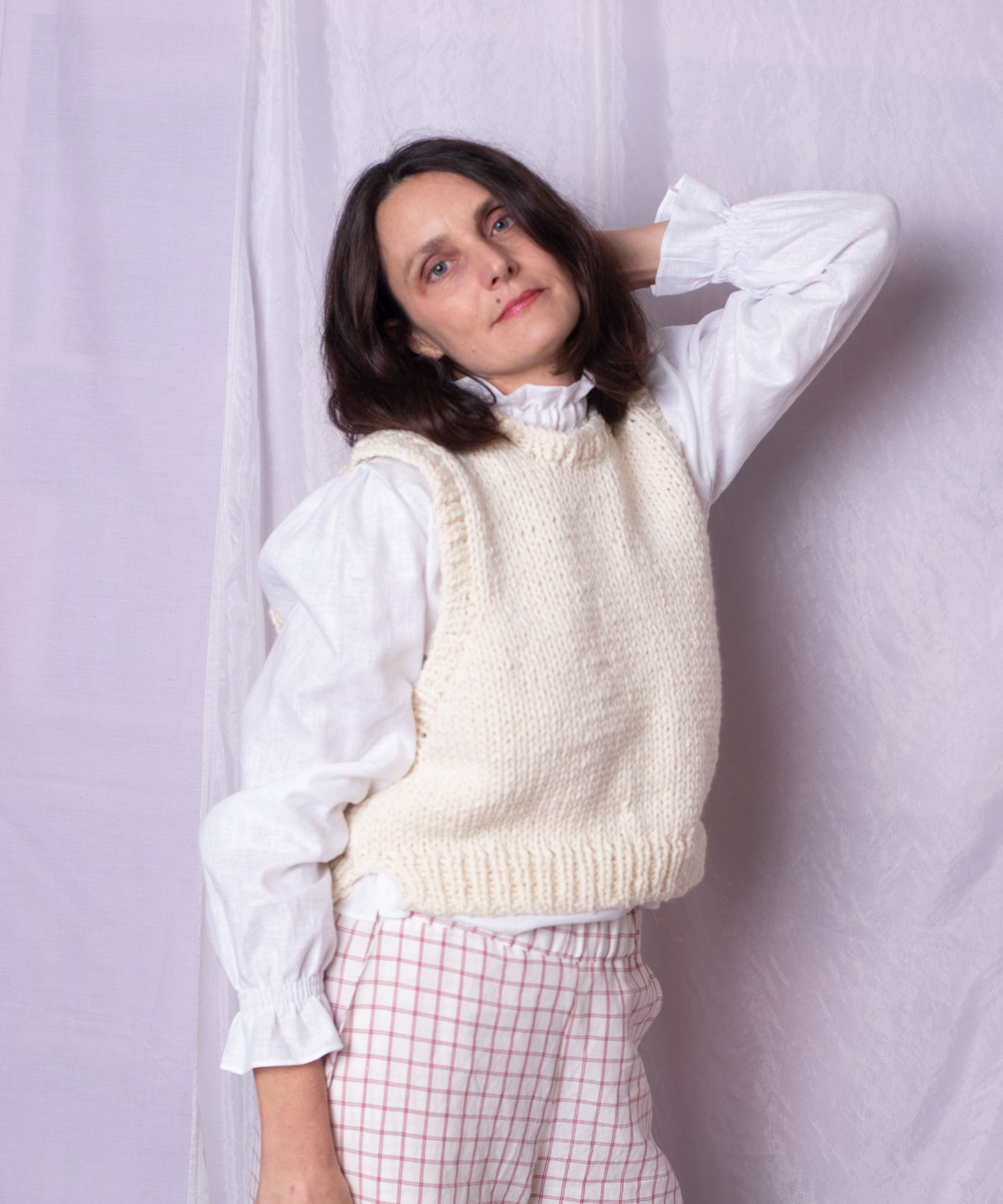 Chunky Knit Vest - cream