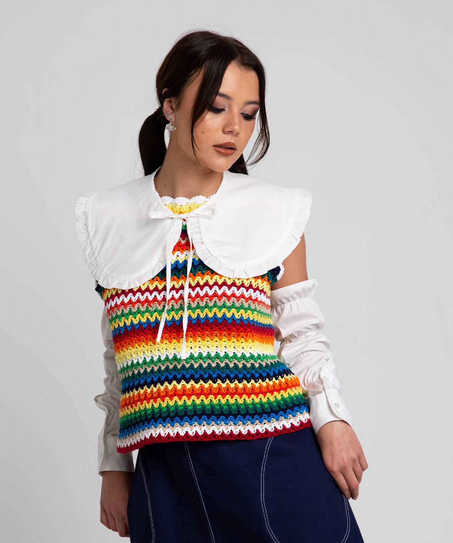 Detached Ruffled Collar - white