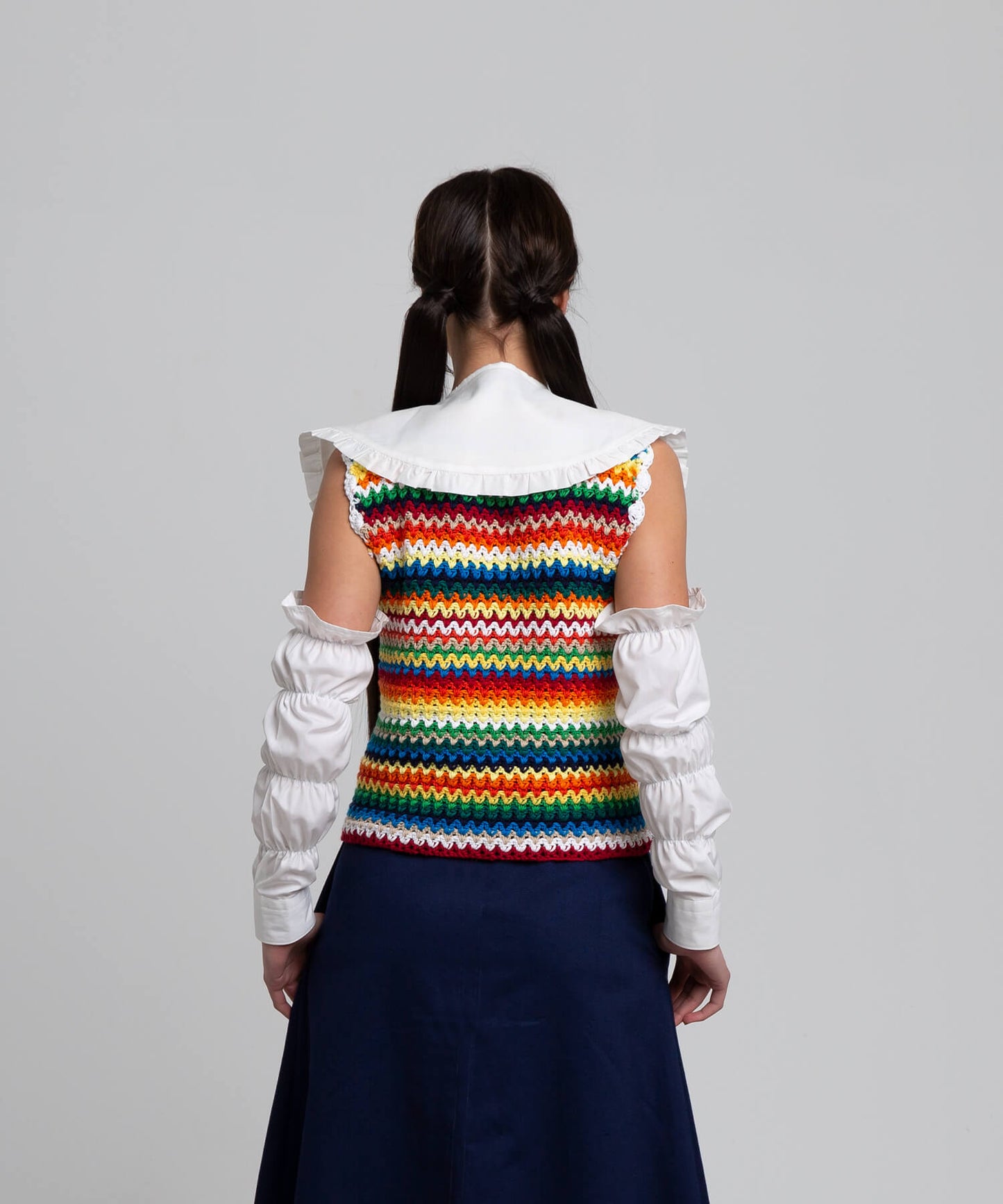 Detached Ruffled Collar - white