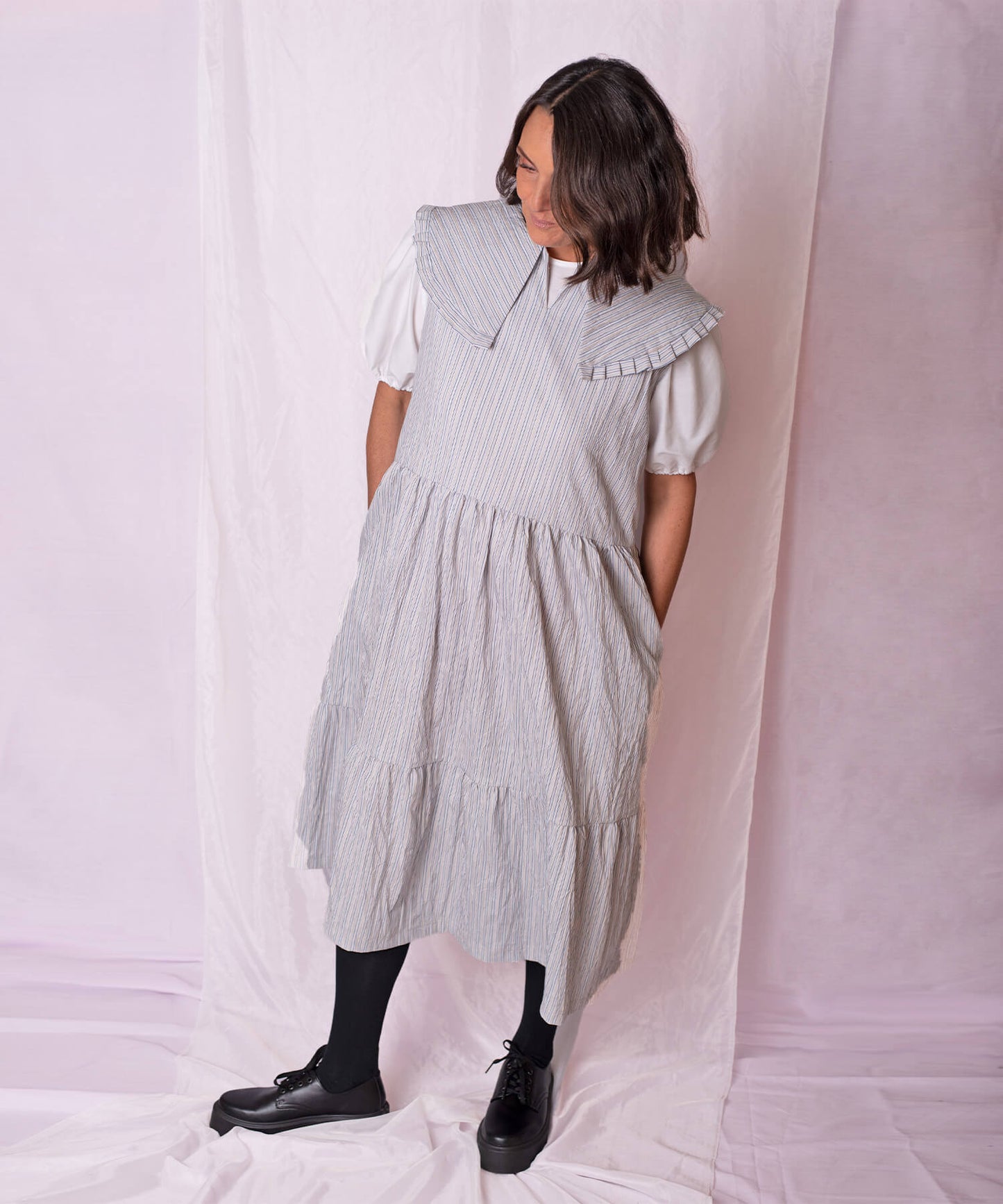 Madeleine Dress - crinkle stripe