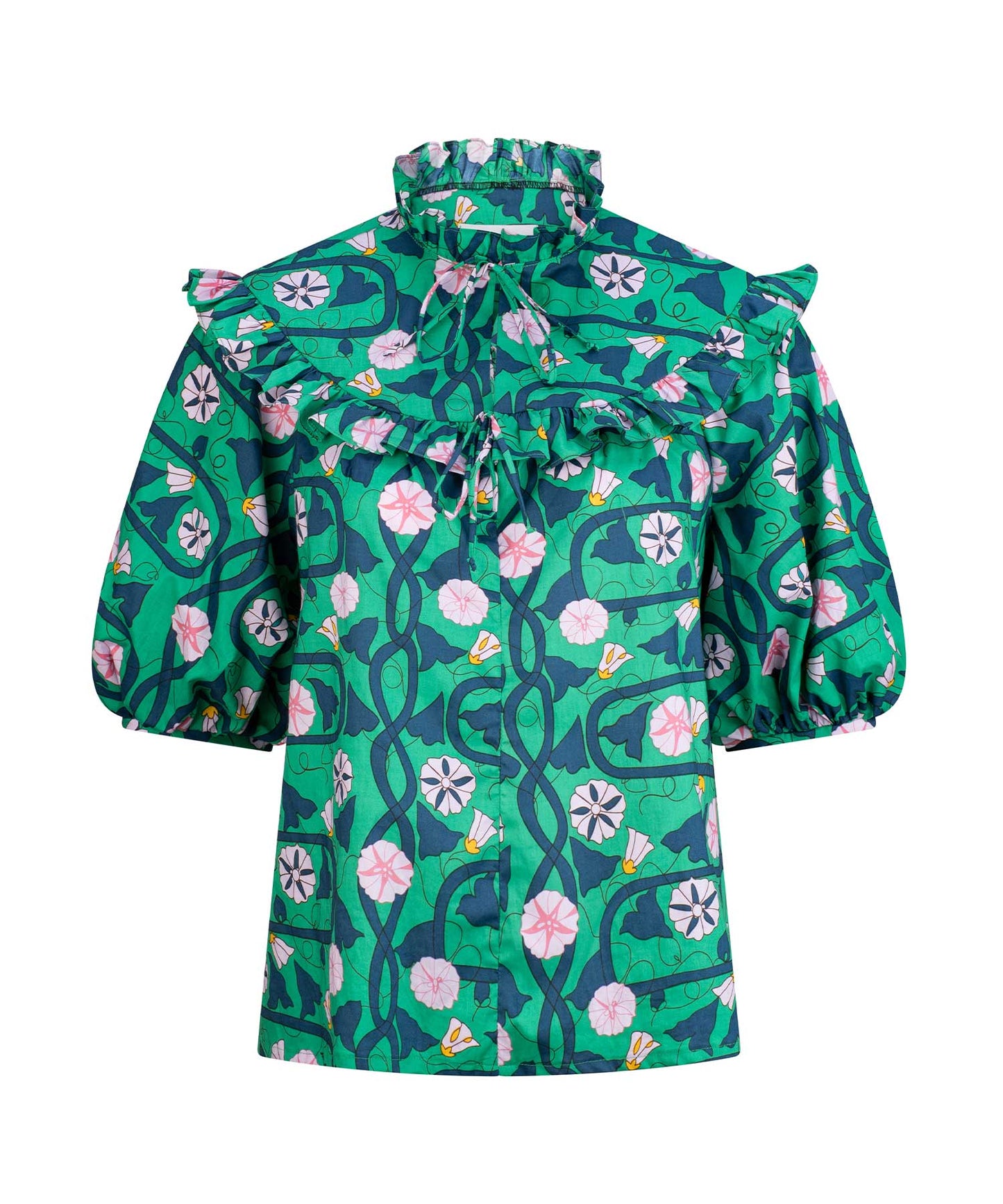 Ruffle Top - green floral