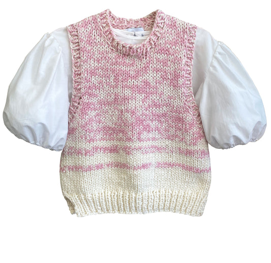 Chunky Knit Vest - dusty pink /cream